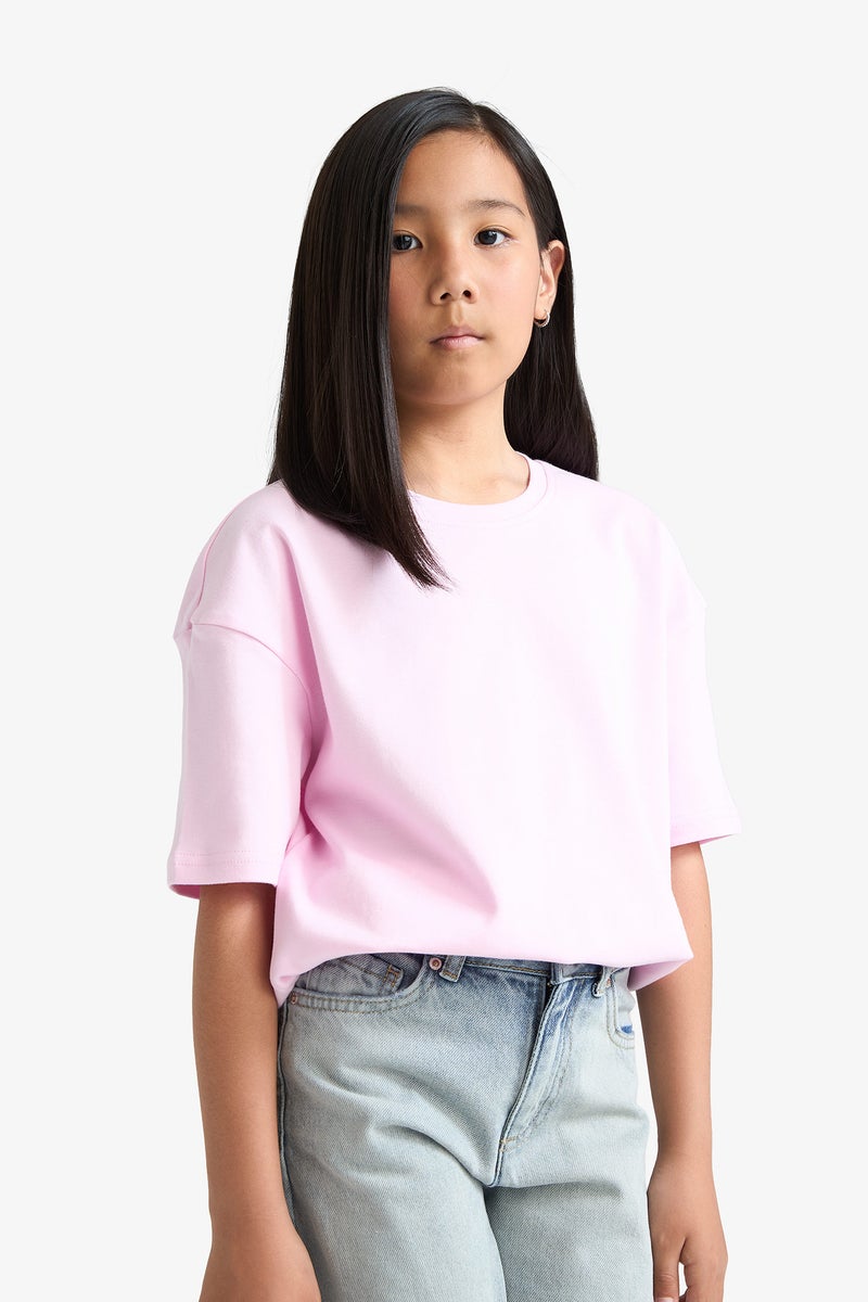 DeFacto Pink Girl Girl Oversize Short Sleeve T-Shirt Casual - Image 4